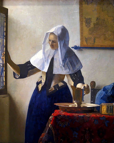 Young Woman with a Water Pitcher Painting by Johannes Vermeer 8x10" Art Print