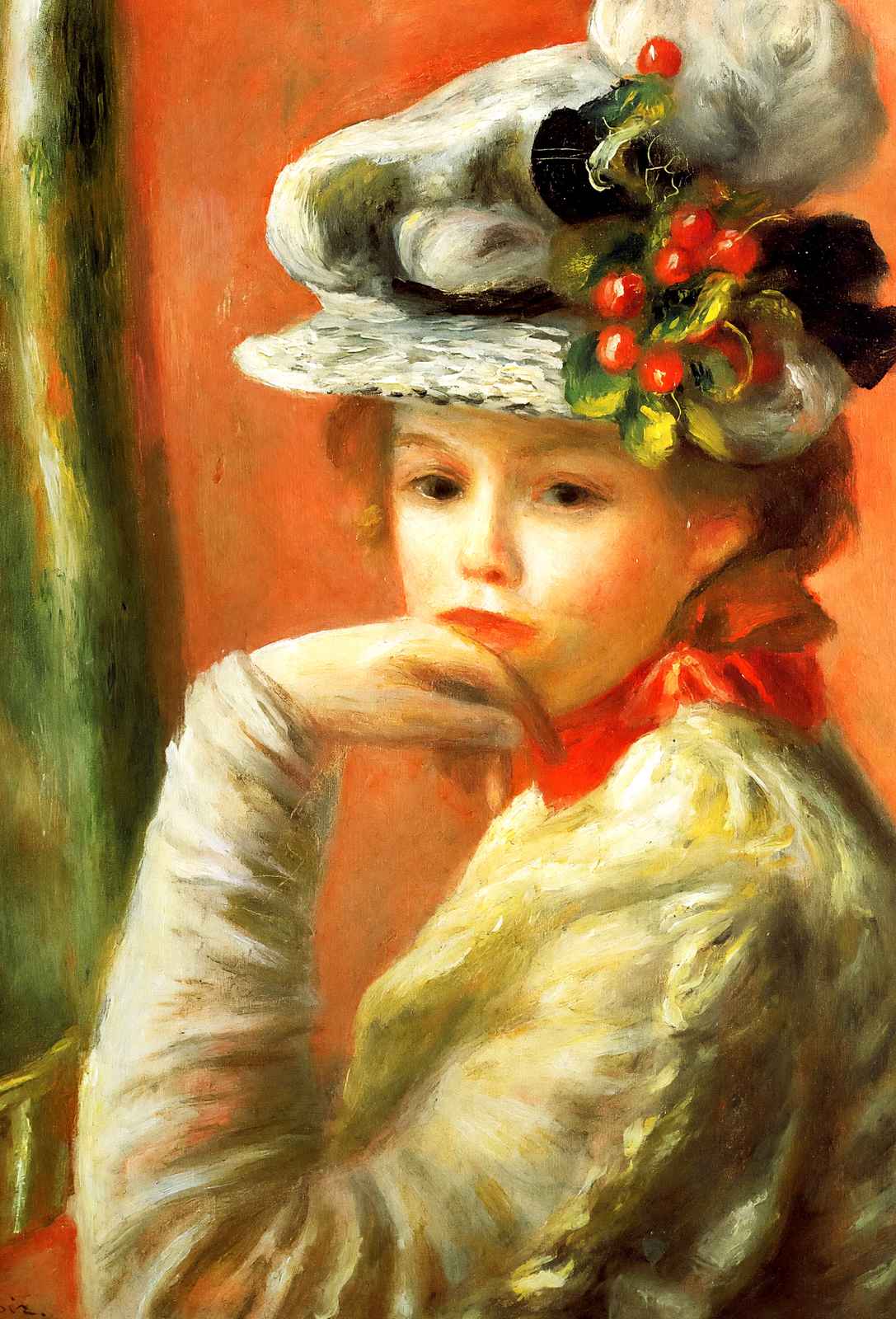 Young Girl in a White Hat 1891 by Pierre-Auguste Renoir Fine Art Print (6 Sizes)