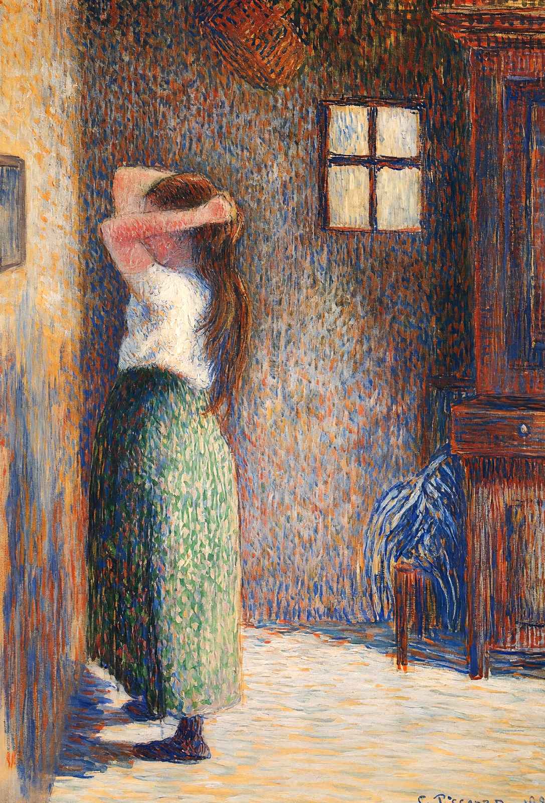 Young Peasant at Her Toilette Fine Art Print 1888 by Camille Pissarro (6 Sizes)