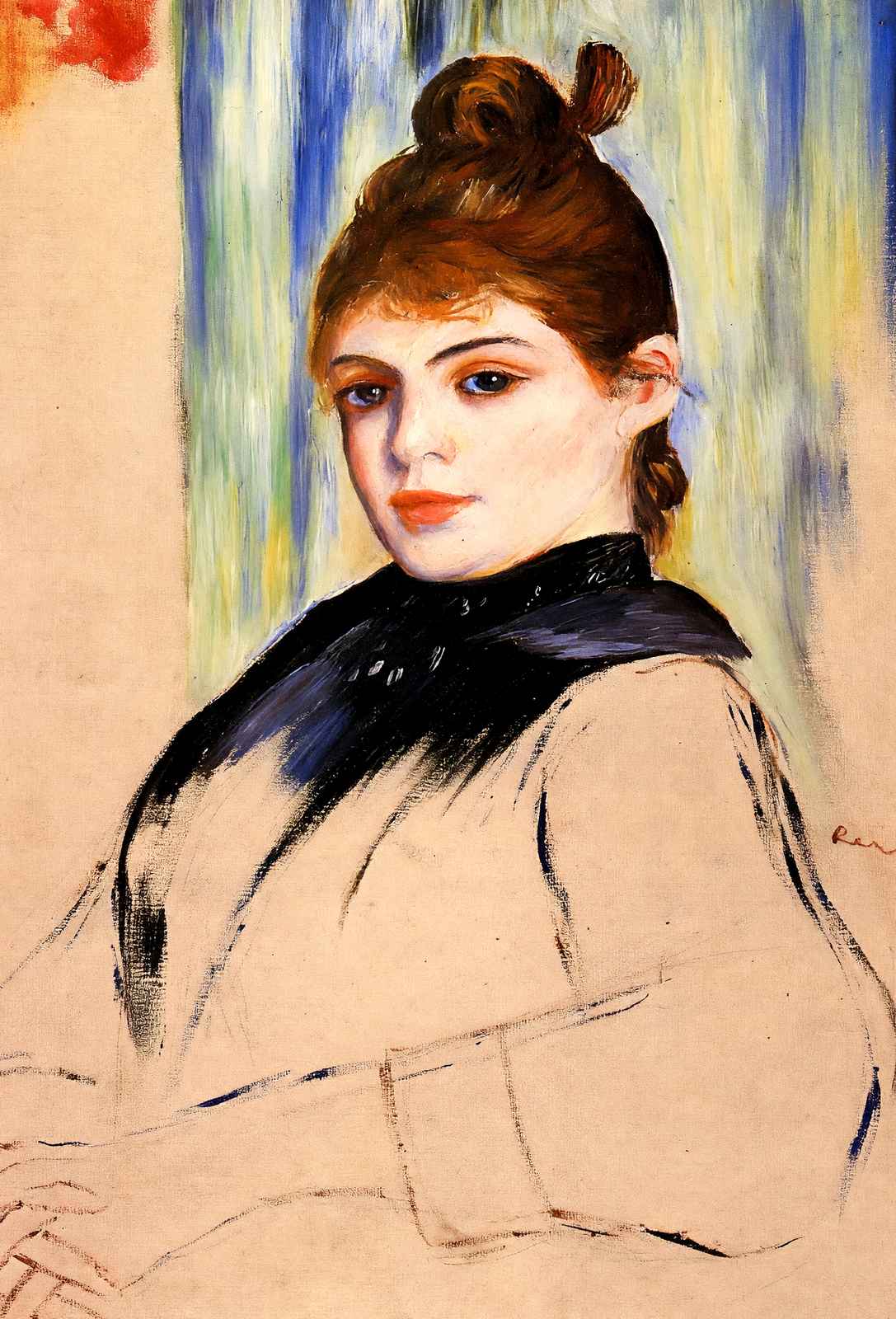 Young Woman with a Bun in Her Hair 1882 by Renoir Art Print (6 Sizes)