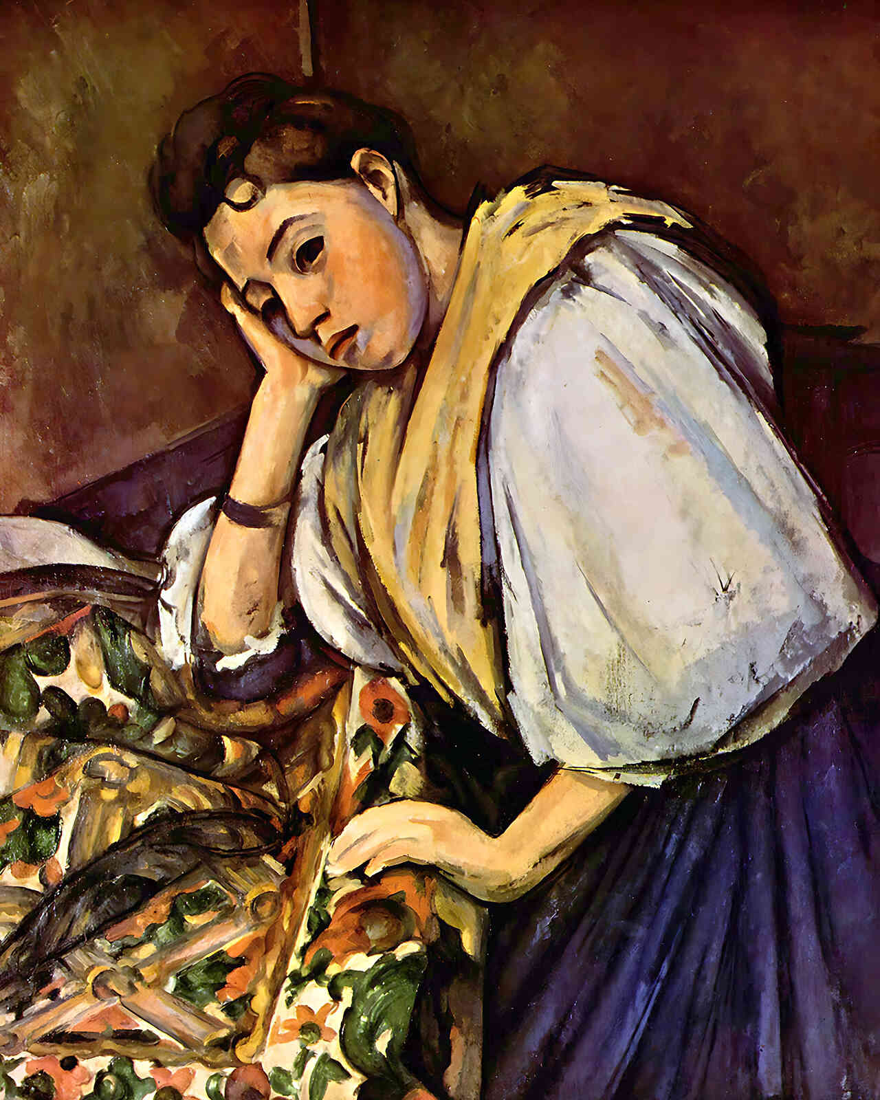 Young Italian Girl Resting on Her Elbow by Paul Cezanne 8x10" Art Print