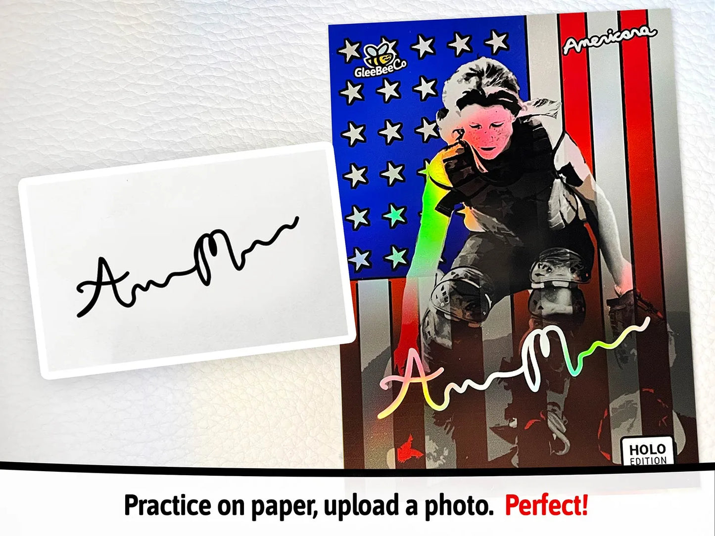 Americana Personalized Kid's Card - Your Kid or Teen's Photo - Custom Holographic American Flag Custom Sports Card Gift for Teen or Dad