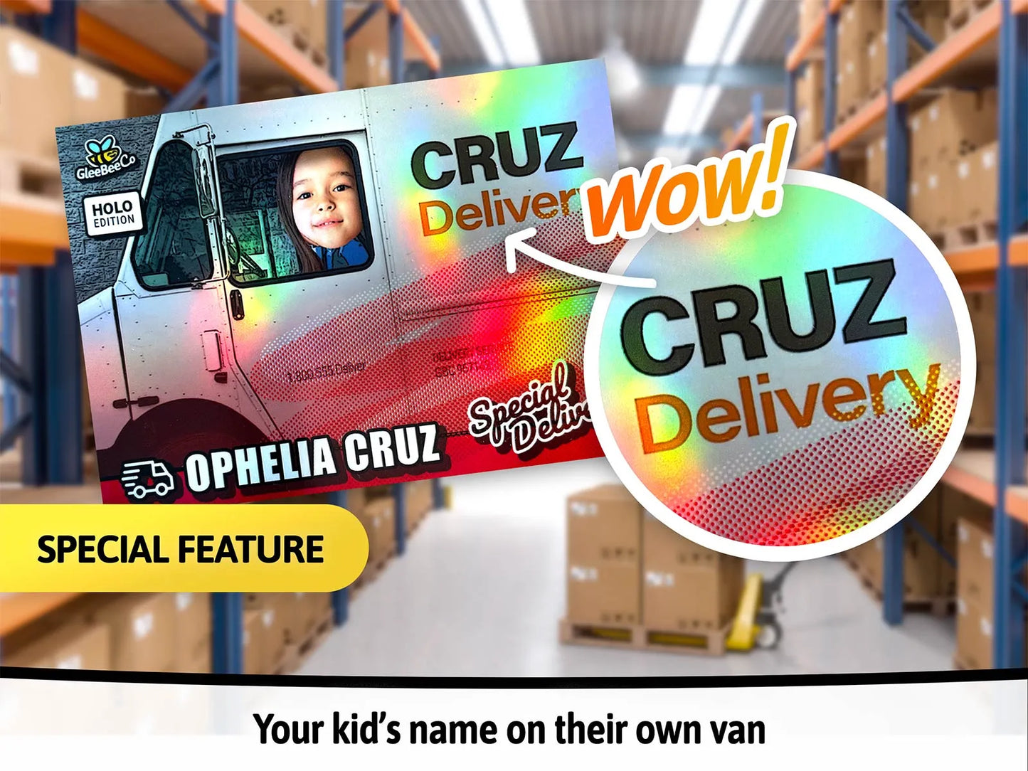 Special Delivery Custom Trading Card - Your Kid Driving a Van - Upload Your Child's Photo for a Memorable Birthday Gift
