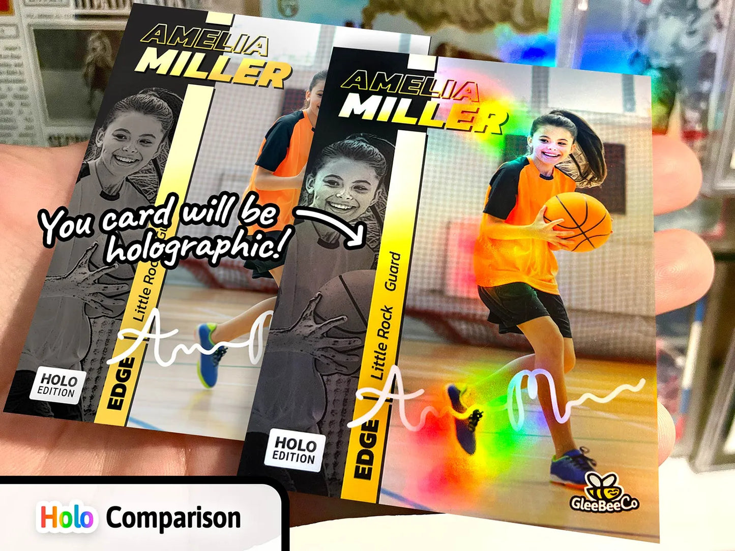 Edge Custom Trading Card (Holographic) - Your Kid or Teen's Photo/Name - Gift for Kids/Dads - Baseball, Softball, Any Sport