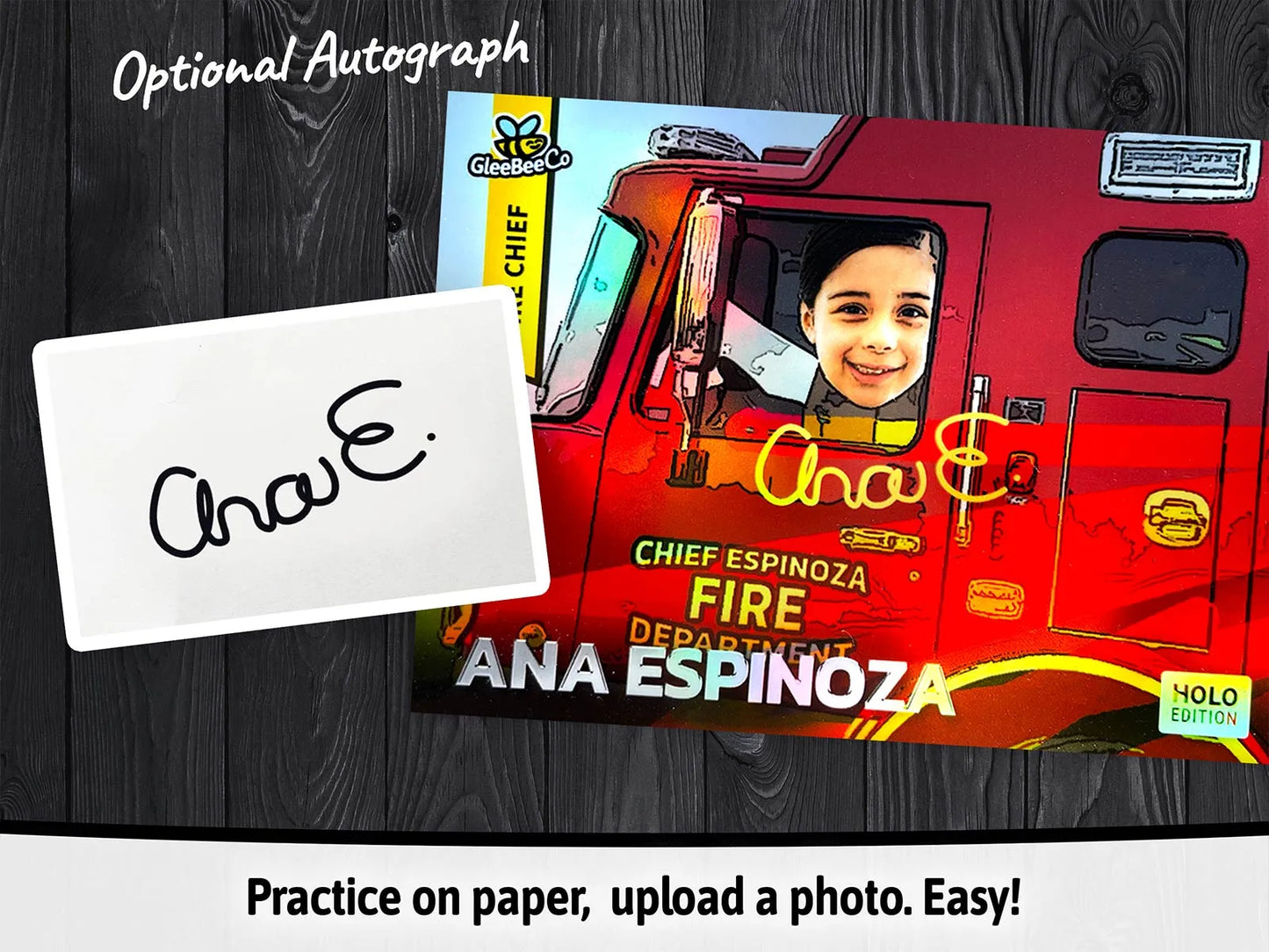 Fire Chief Personalized Trading Card - Insert Your Child's Face Into a Fire Engine Truck Photo - Incredible Custom Gift for Kids