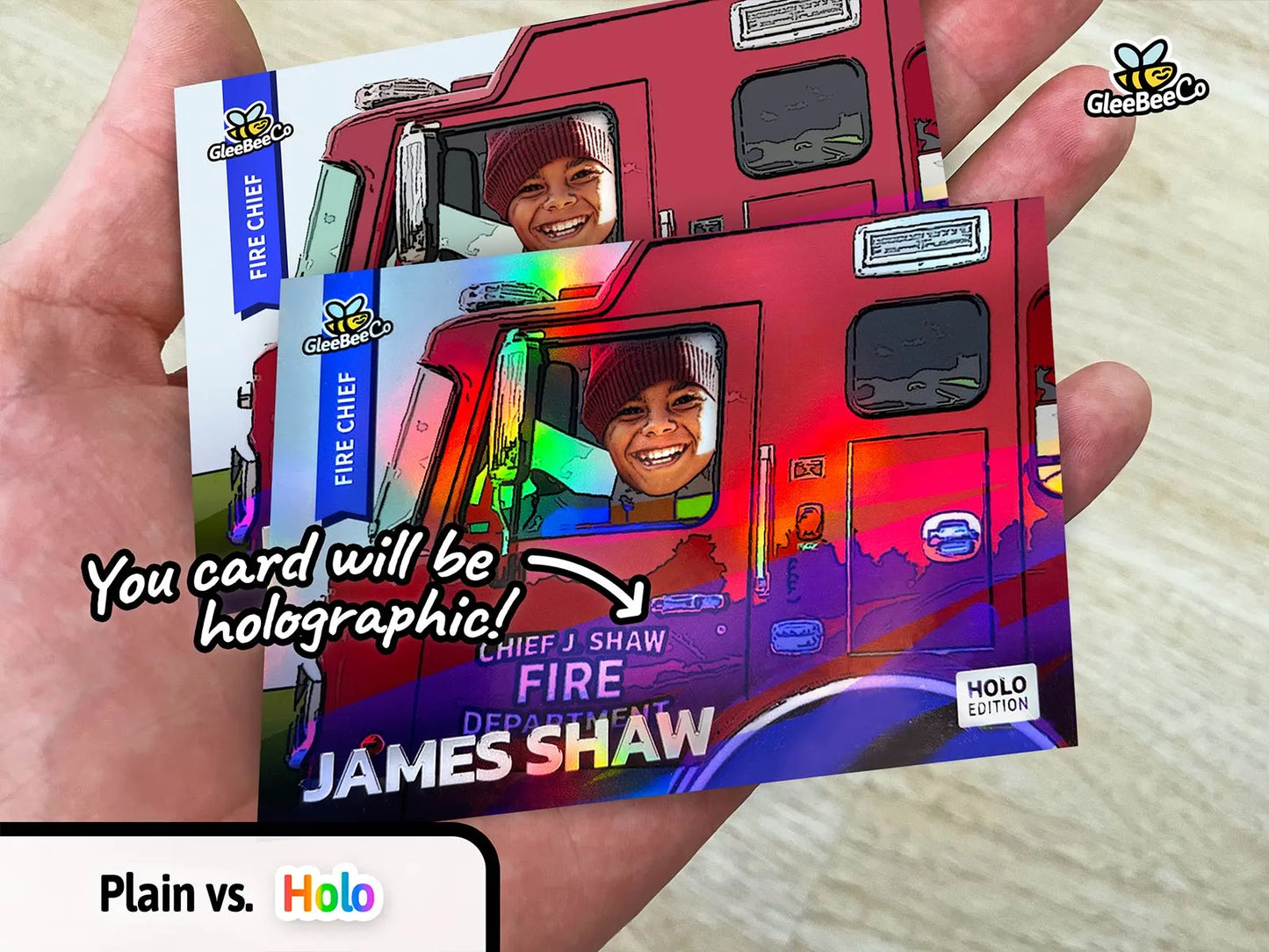 Fire Chief Personalized Trading Card - Insert Your Child's Face Into a Fire Engine Truck Photo - Incredible Custom Gift for Kids