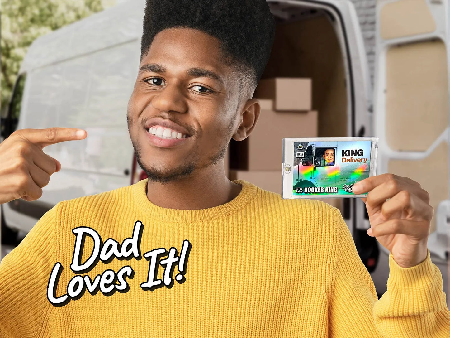 Special Delivery Custom Trading Card - Your Kid Driving a Van - Upload Your Child's Photo for a Memorable Birthday Gift