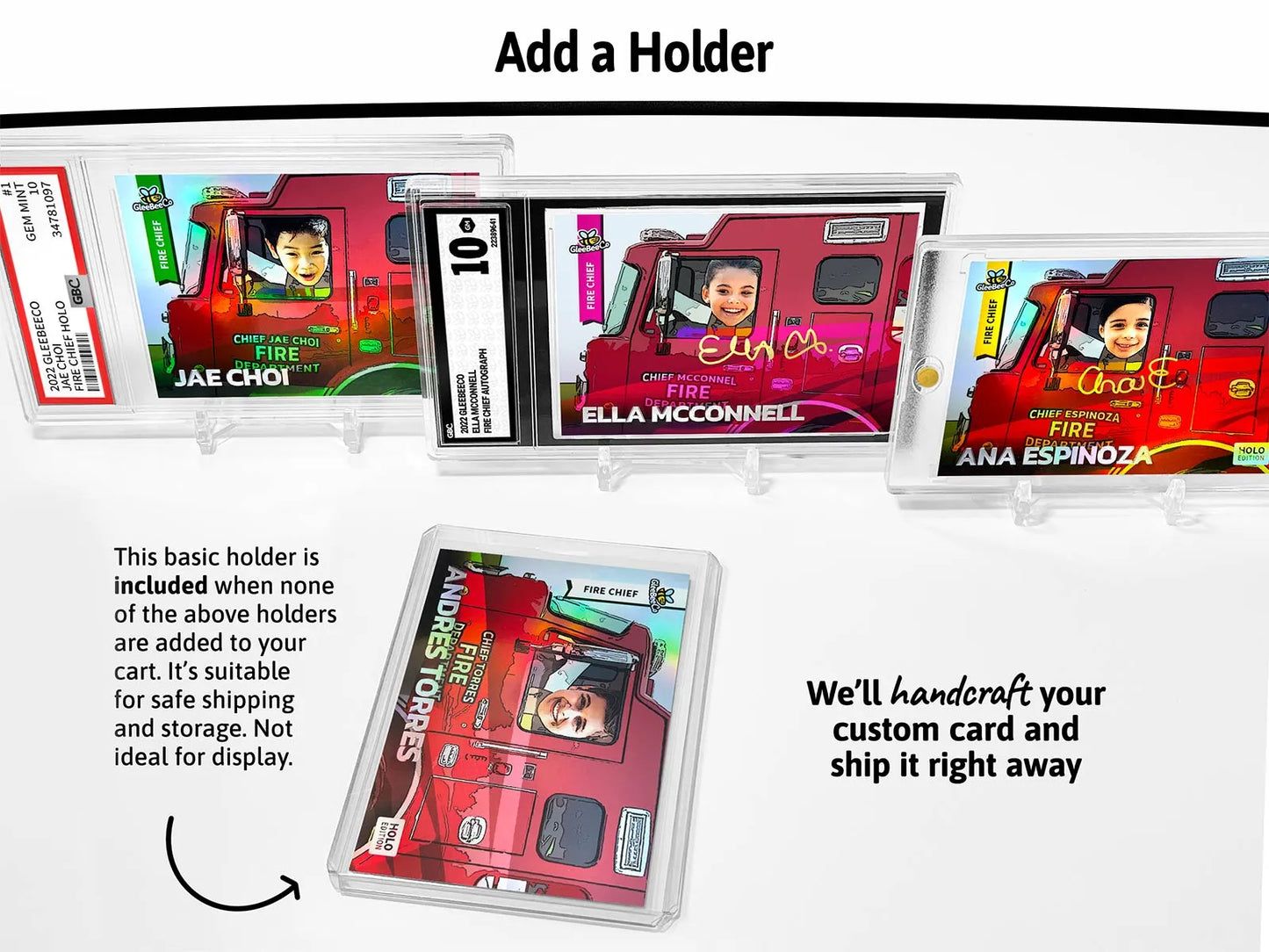Fire Chief Personalized Trading Card - Insert Your Child's Face Into a Fire Engine Truck Photo - Incredible Custom Gift for Kids