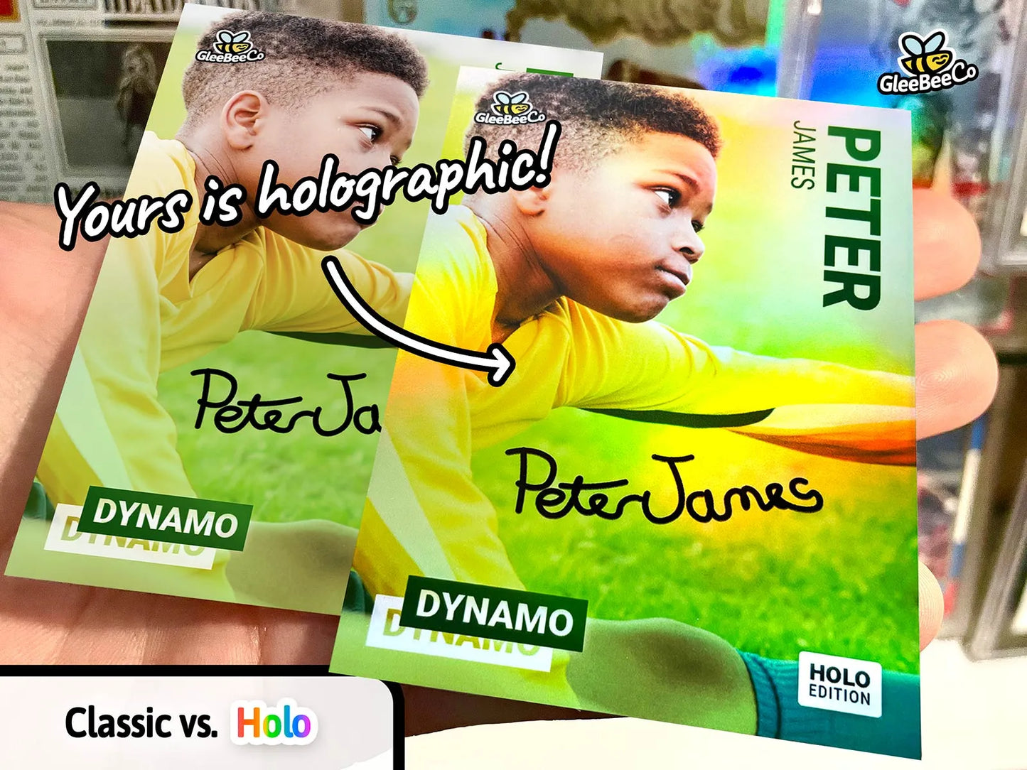 Dynamo Kids' Custom Holographic Baseball Card - Your Child's Photo & Name - Birthday or Father's Gift - Basketball, Football or Any Sport