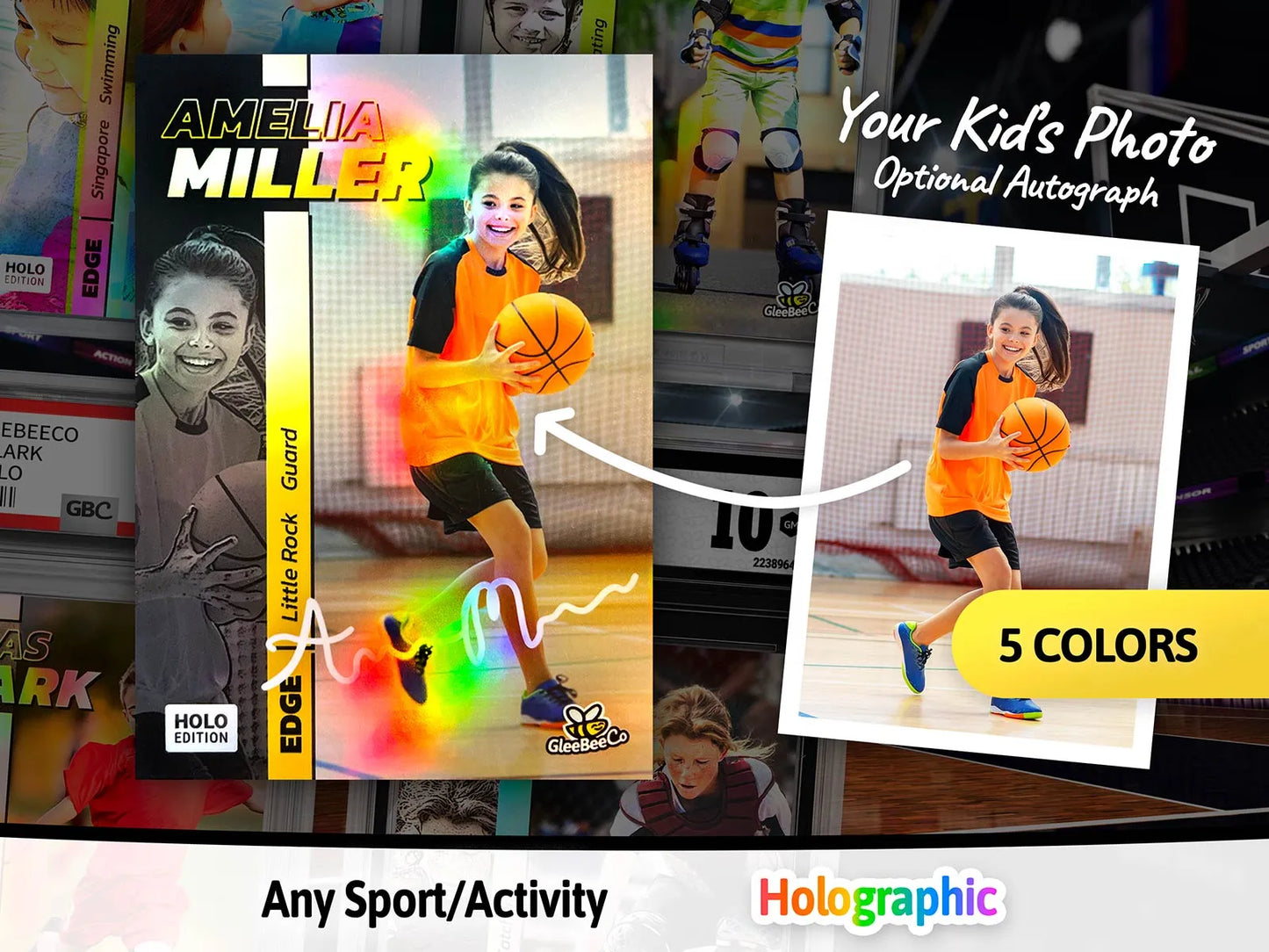 Edge Custom Trading Card (Holographic) - Your Kid or Teen's Photo/Name - Gift for Kids/Dads - Baseball, Softball, Any Sport