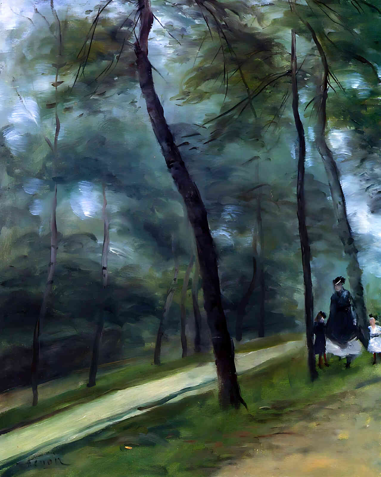 A Walk in the Woods (Madame Lecoeur and Her Children) 8x10" Print (High Quality)
