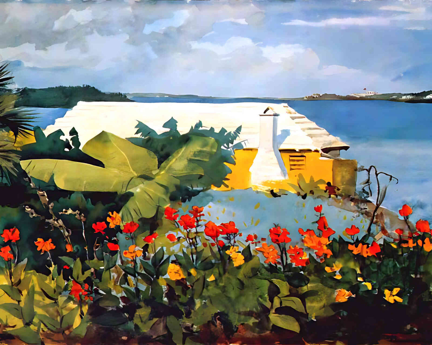 Flower Garden and Bungalow, Bermuda Painting by Winslow Homer 8x10" Art Print