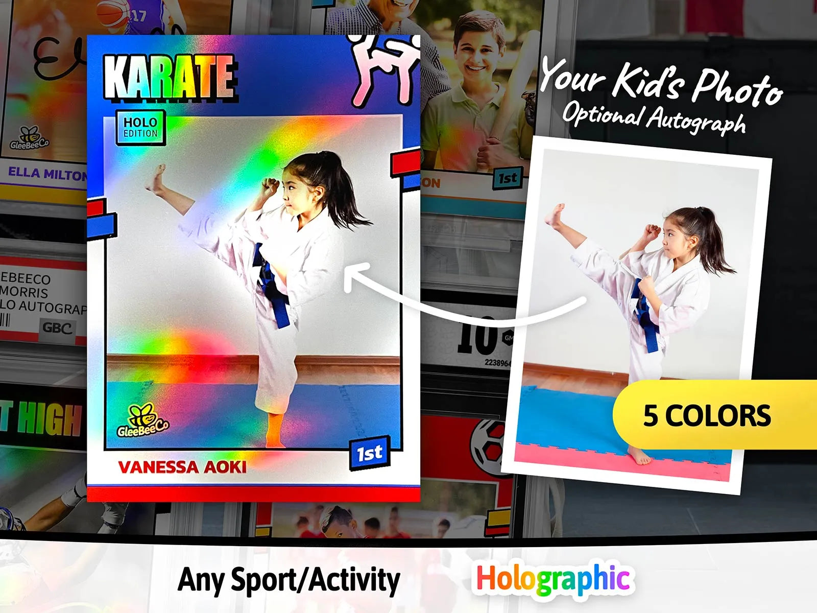 Make a Trading Card for Your Kid/Teen (First) - Holographic, Any Sport GleeBeeCo Make a Trading Card for Your Kid/Teen (First) - Holographic, Any Sport GleeBeeCo