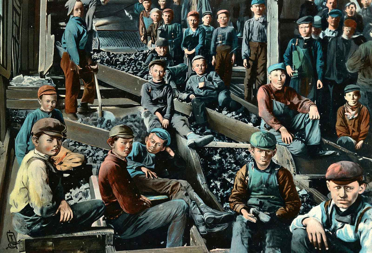 Coal Mining Breaker Boys at Work in 1907 vintage print