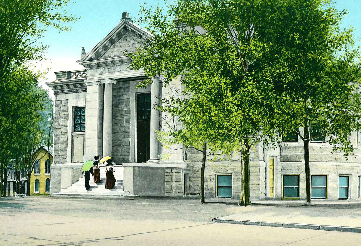 Public Library, Waukesha, WI in 1906 vintage print