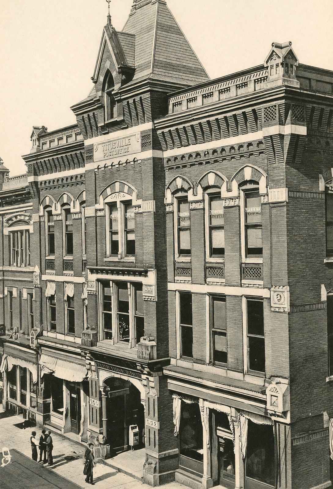 Titusville, PA Post Office in 1905 vintage print