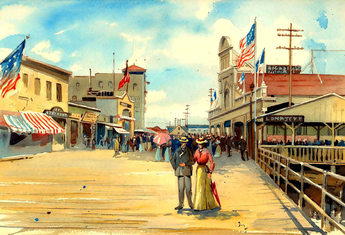 On the Boardwalk, Atlantic City, NJ in 1902 art print