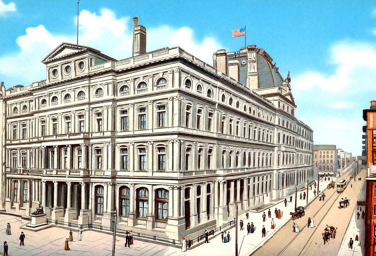 Post Office, Philadelphia PA in 1907 vintage print