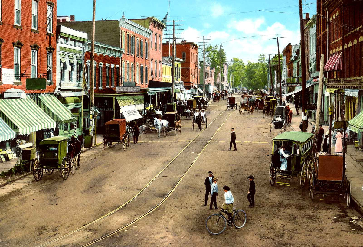 Broad Street, Red Bank, NJ in 1906 vintage print