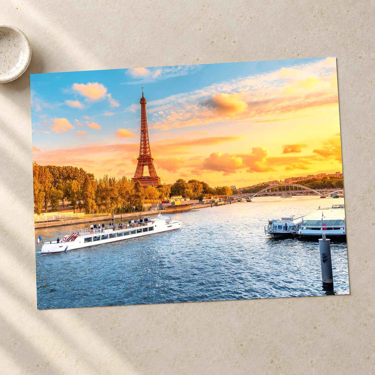 Eiffel Tower and Cruise Ship Photo Print Wall Decor