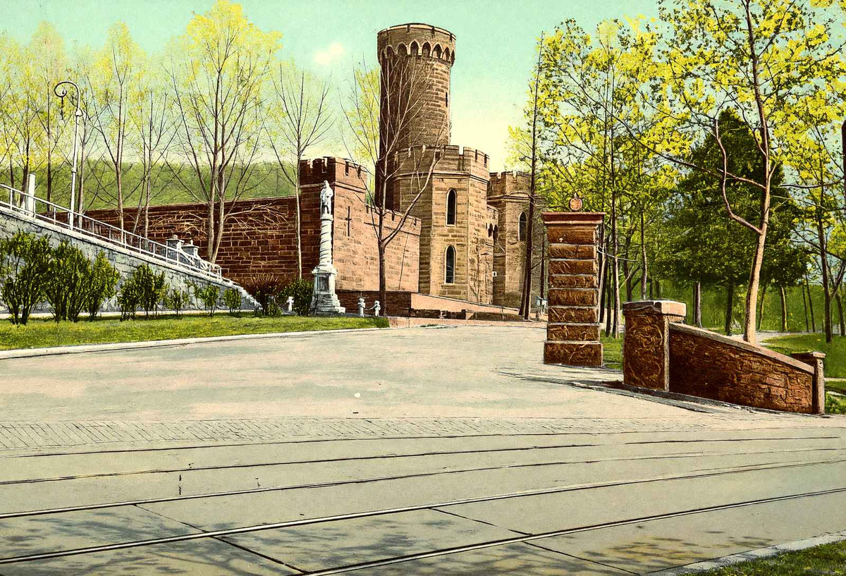 Entrance to City Park, Reading, PA in 1907 vintage print