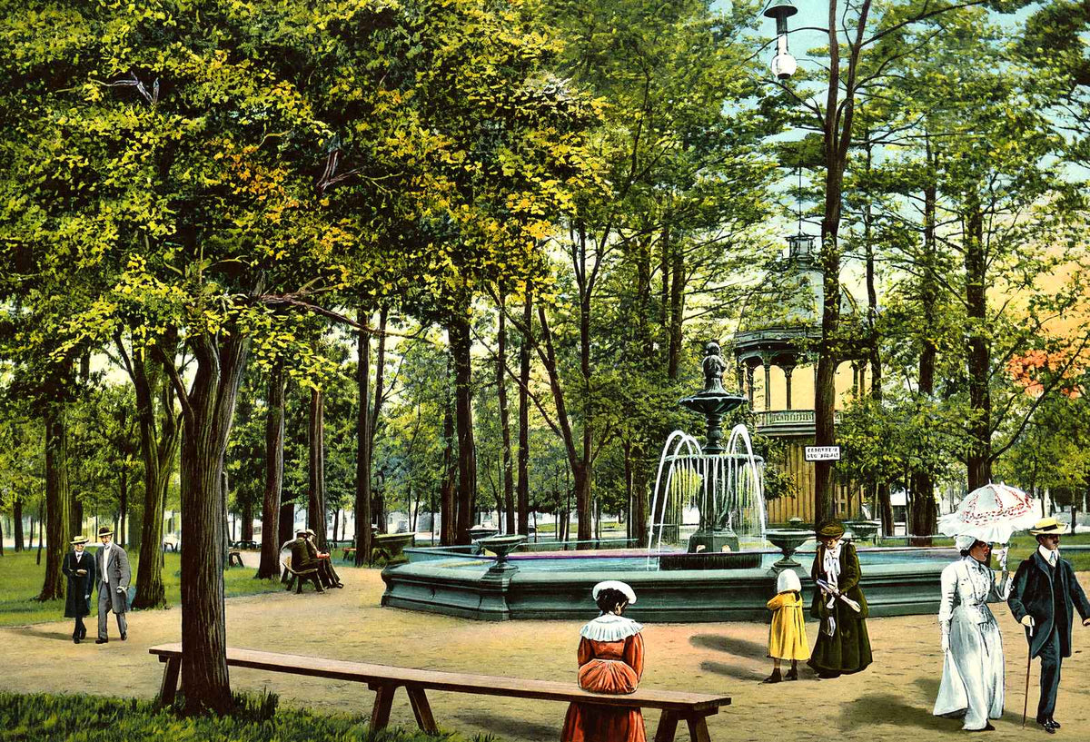 Fountain Park, Sheboygan, WI in 1907 vintage print
