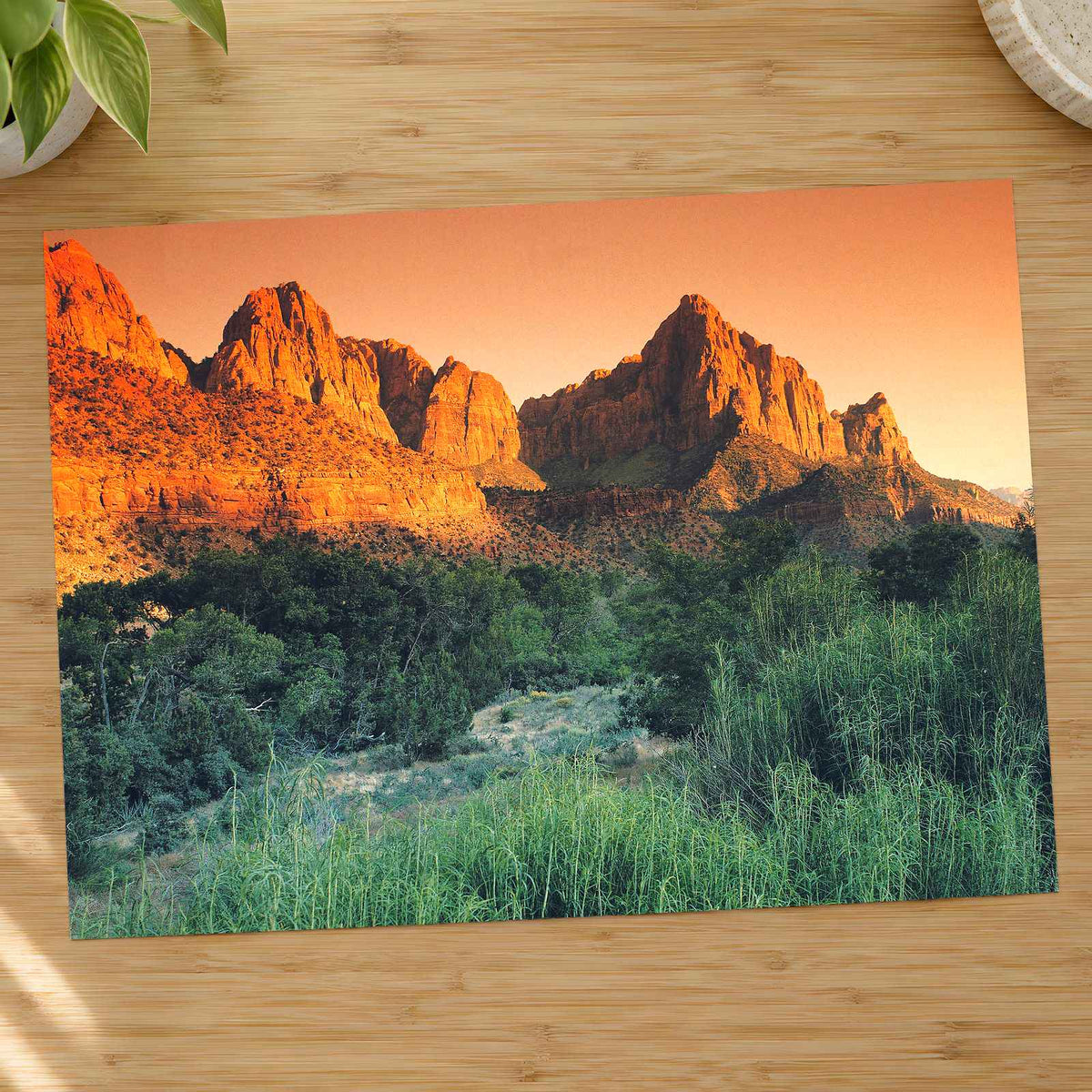 Glowing Sandstone Mountains Photo Print Wall Decor