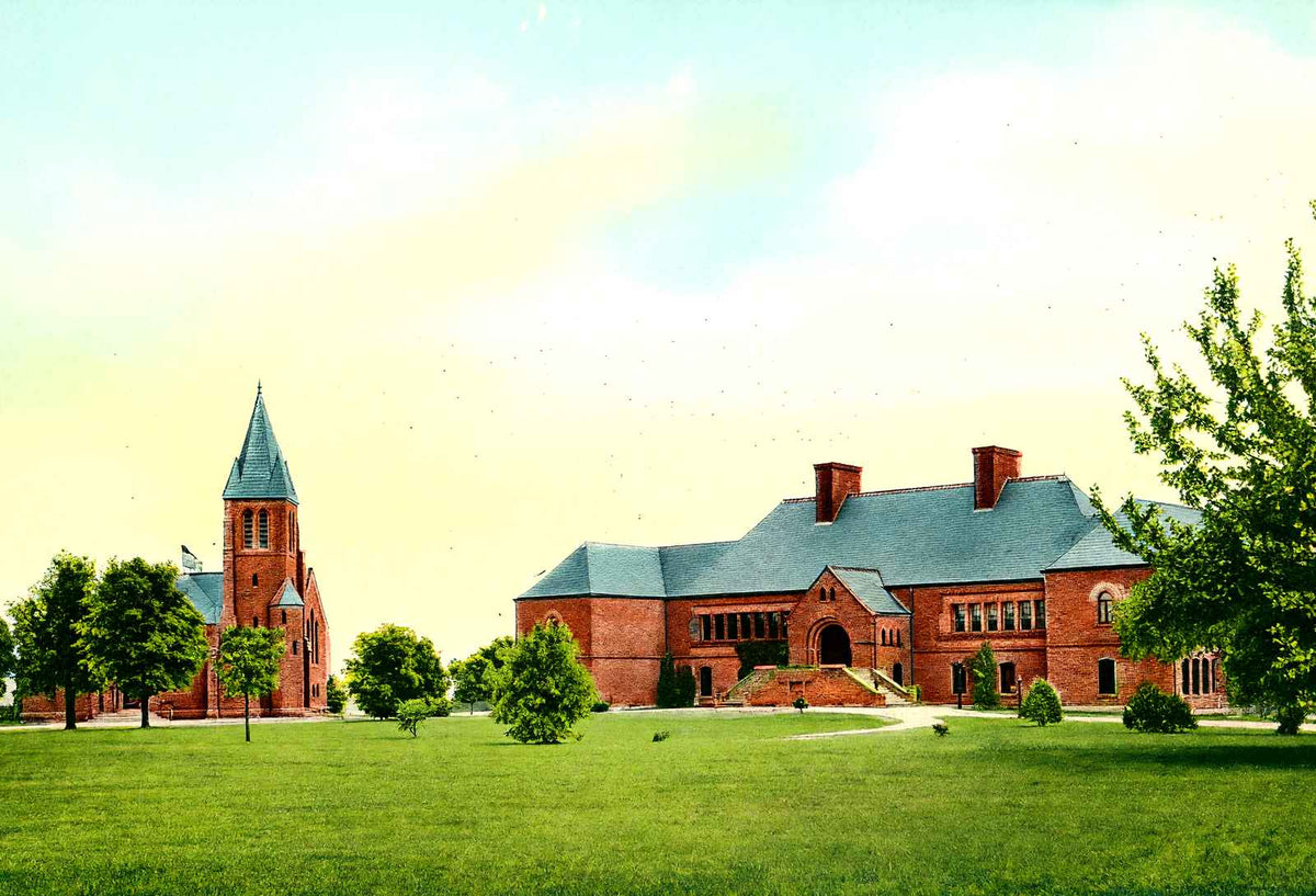 Chapel and Memorial Hall, Lawrenceville, NJ vintage print