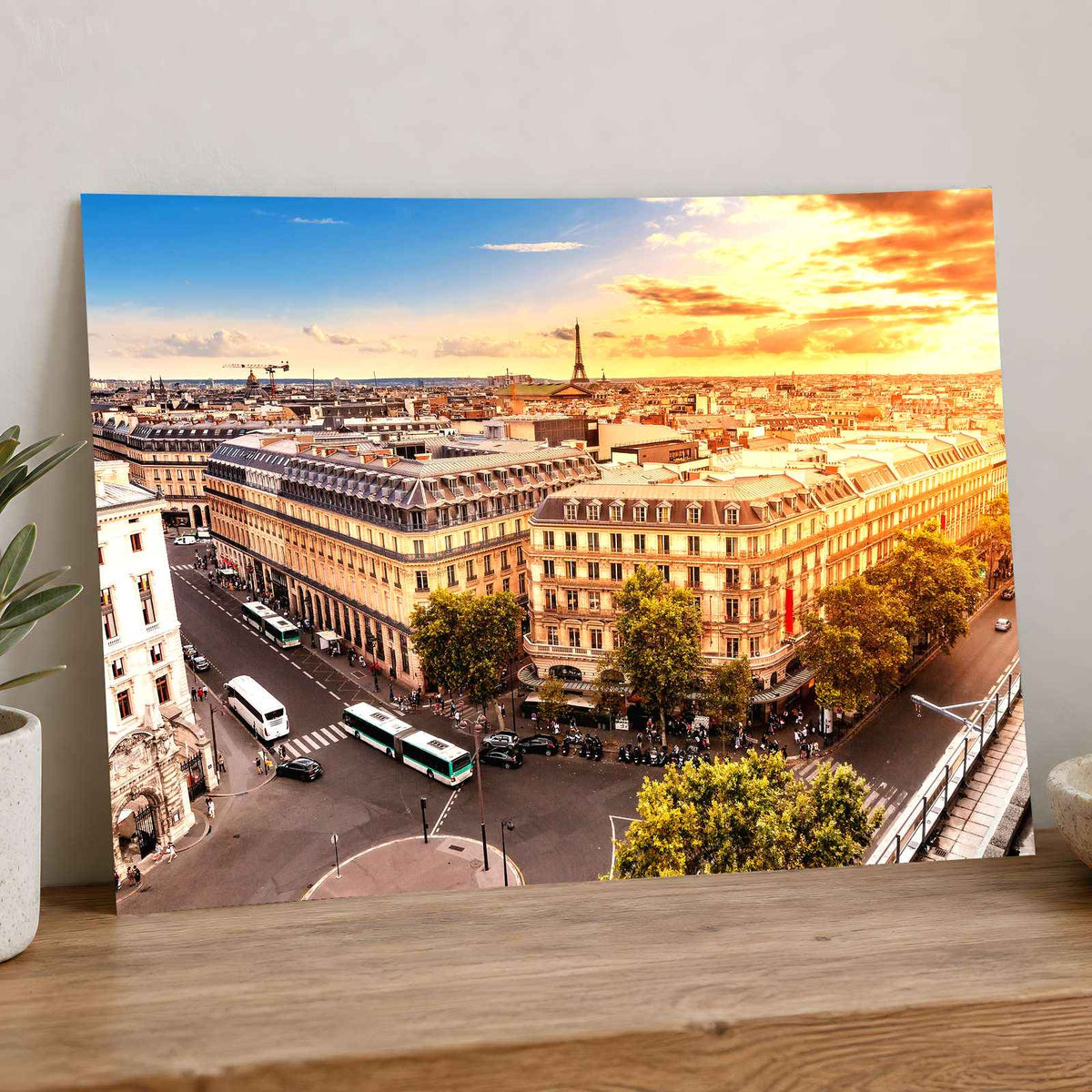 Paris Skyline with Eiffel Tower and Rooftops Photo Print Wall Decor