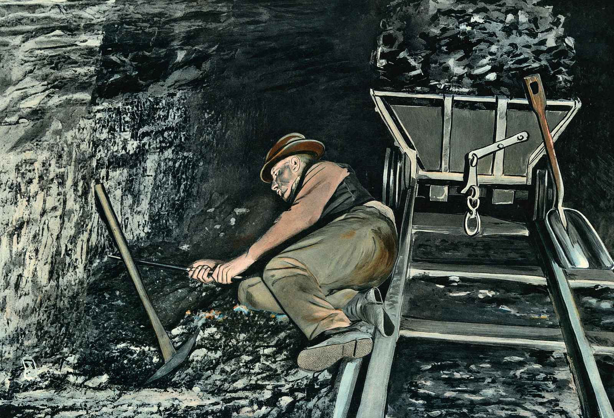 Mining at the Face in 1908 vintage print