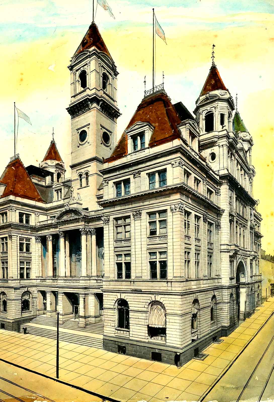 Post Office, Pittsburgh PA in 1906 art print