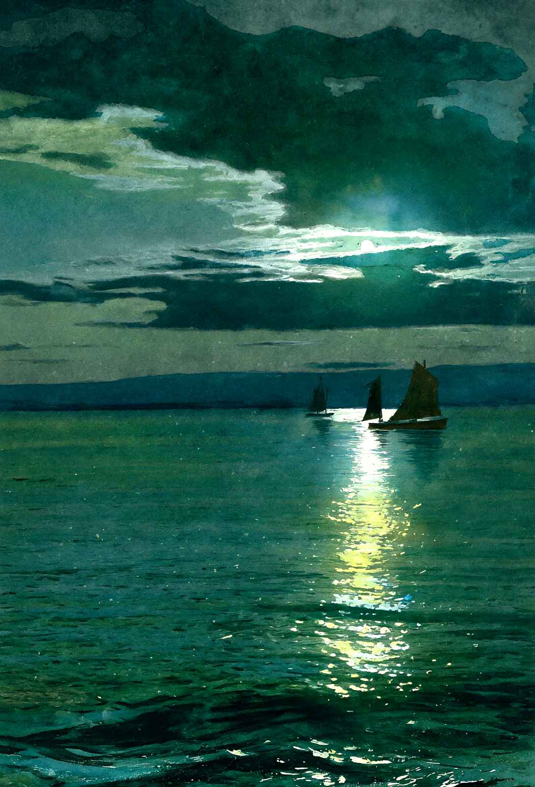 Moonlight on Superior Bay, Superior, WI 1906 art print