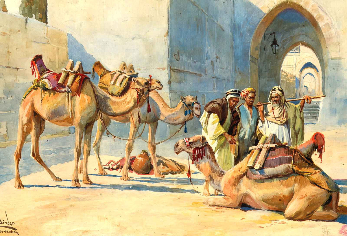 Caravan Resting at the Gate, Jerusalem art print