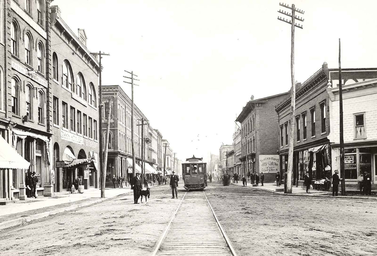 Main Street Looking East, Lock Haven, PA 1905 restored photo print