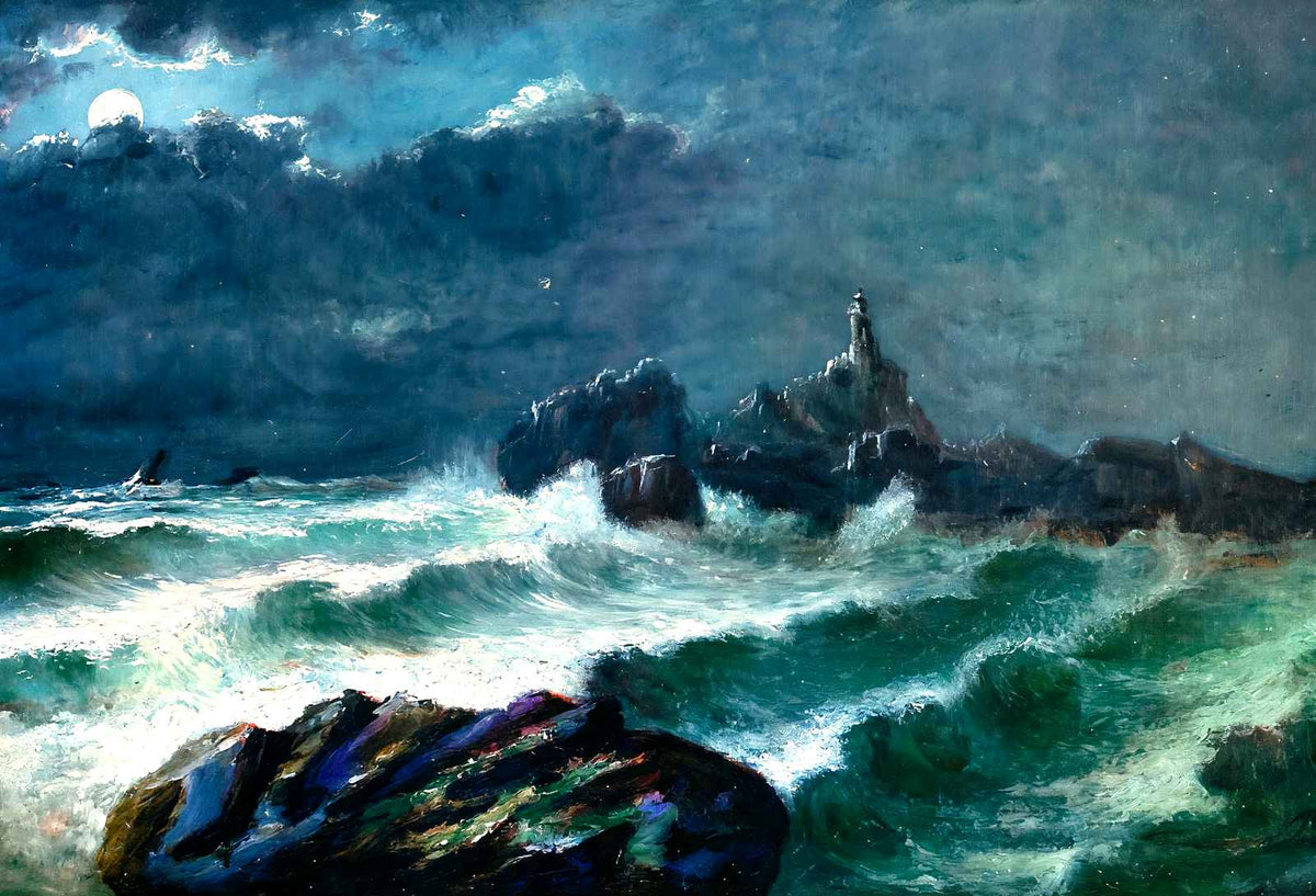 Corbierre Lighthouse, Jersey in 1904 art print