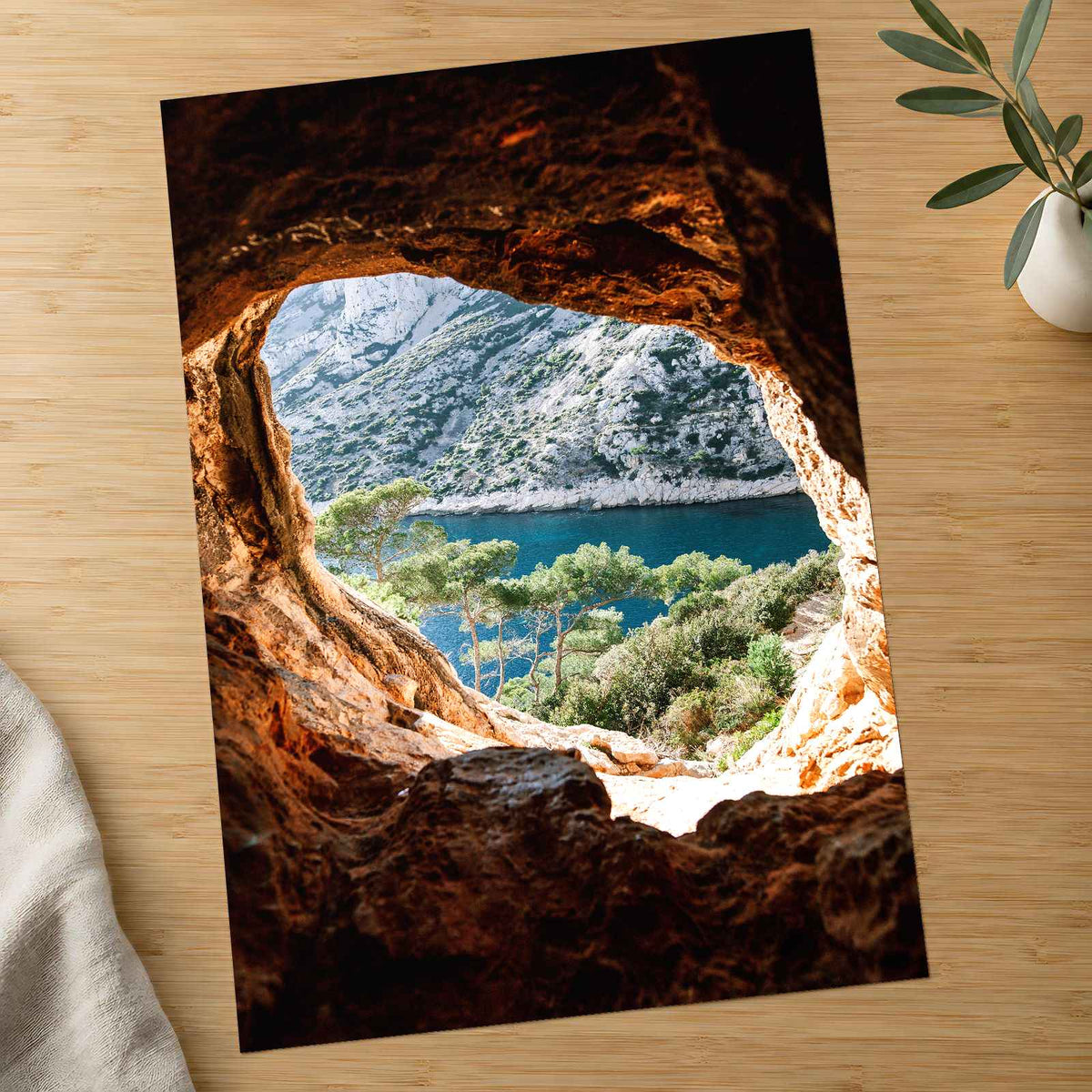 Lake Through a Cave on the Mediterranean Sea by Elisabeth Jurenka Photo Print Wall Decor