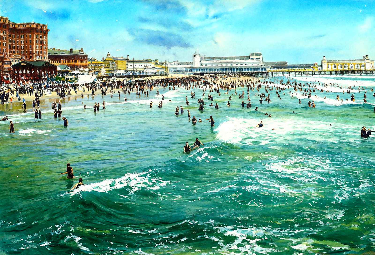 Noon Bathing, Atlantic City, NJ in 1901 art print