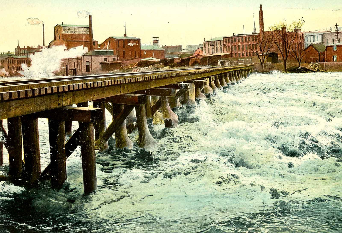 Below the Upper Dam, Janesville, WI in 1907 vintage print