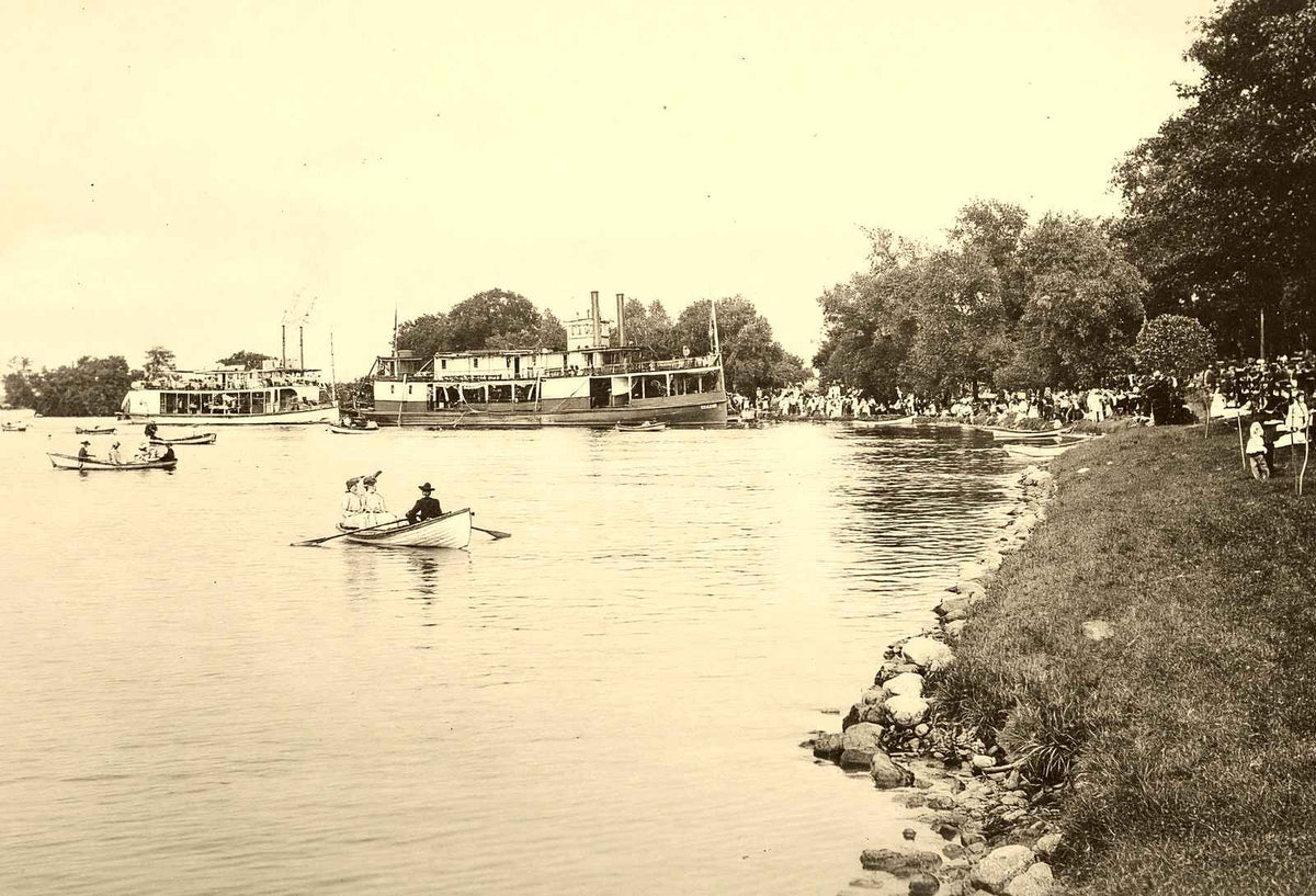Riverside Park, Neenah WI in 1905 restored photo print