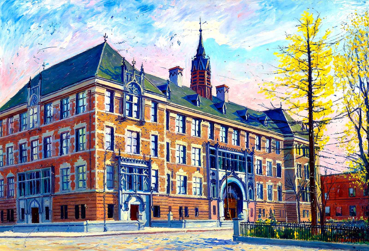 High School, Scranton, PA in 1907 painting