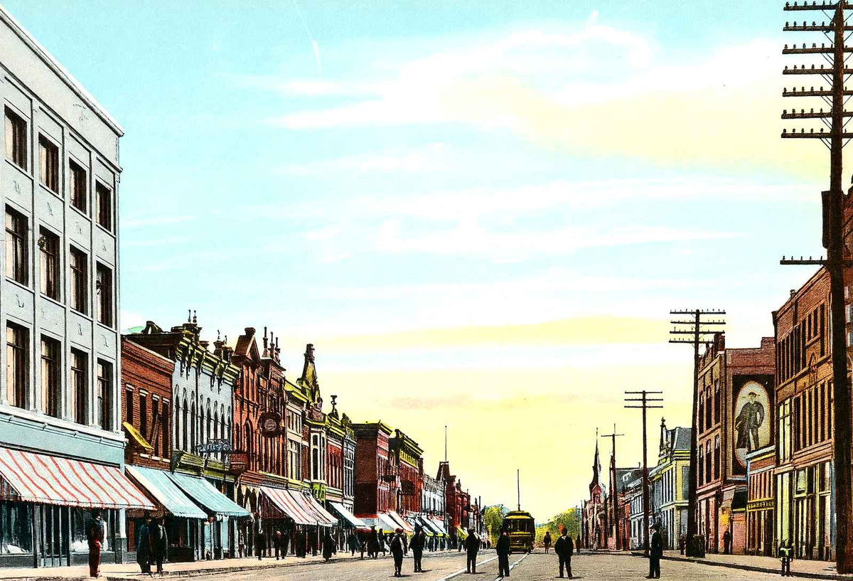 College Avenue, Appleton, WI in 1905 vintage print