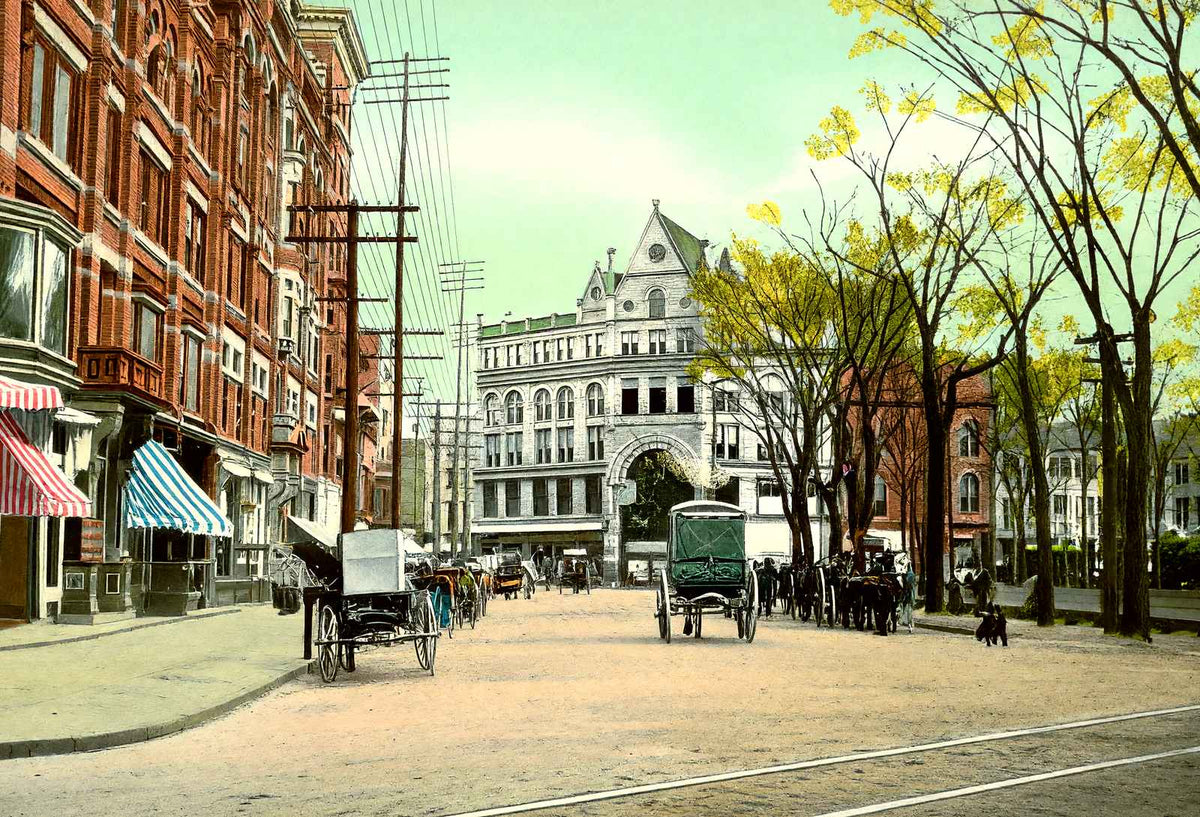 Public Square, Wilkes Barre PA in 1907 vintage print