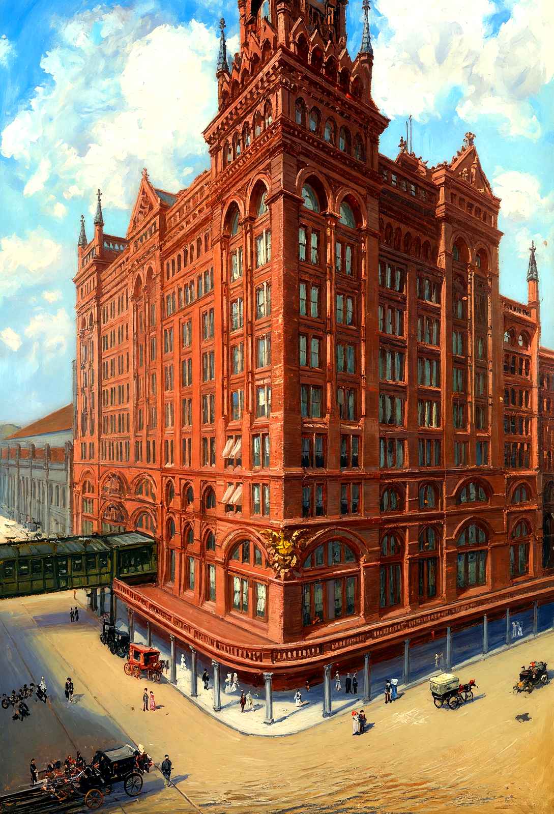 Penn RR Depot, Philadelphia PA in 1906 painting