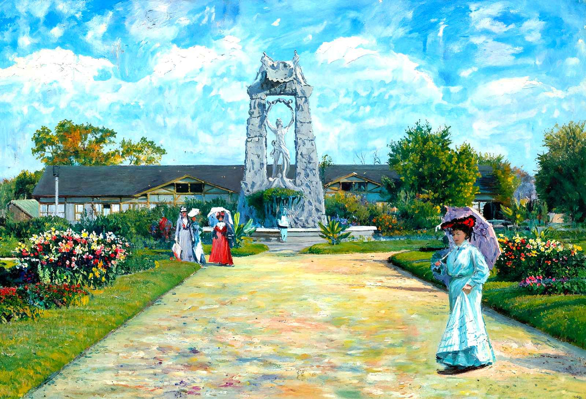 Fountain Circle, Centennial Park, Nashville painting