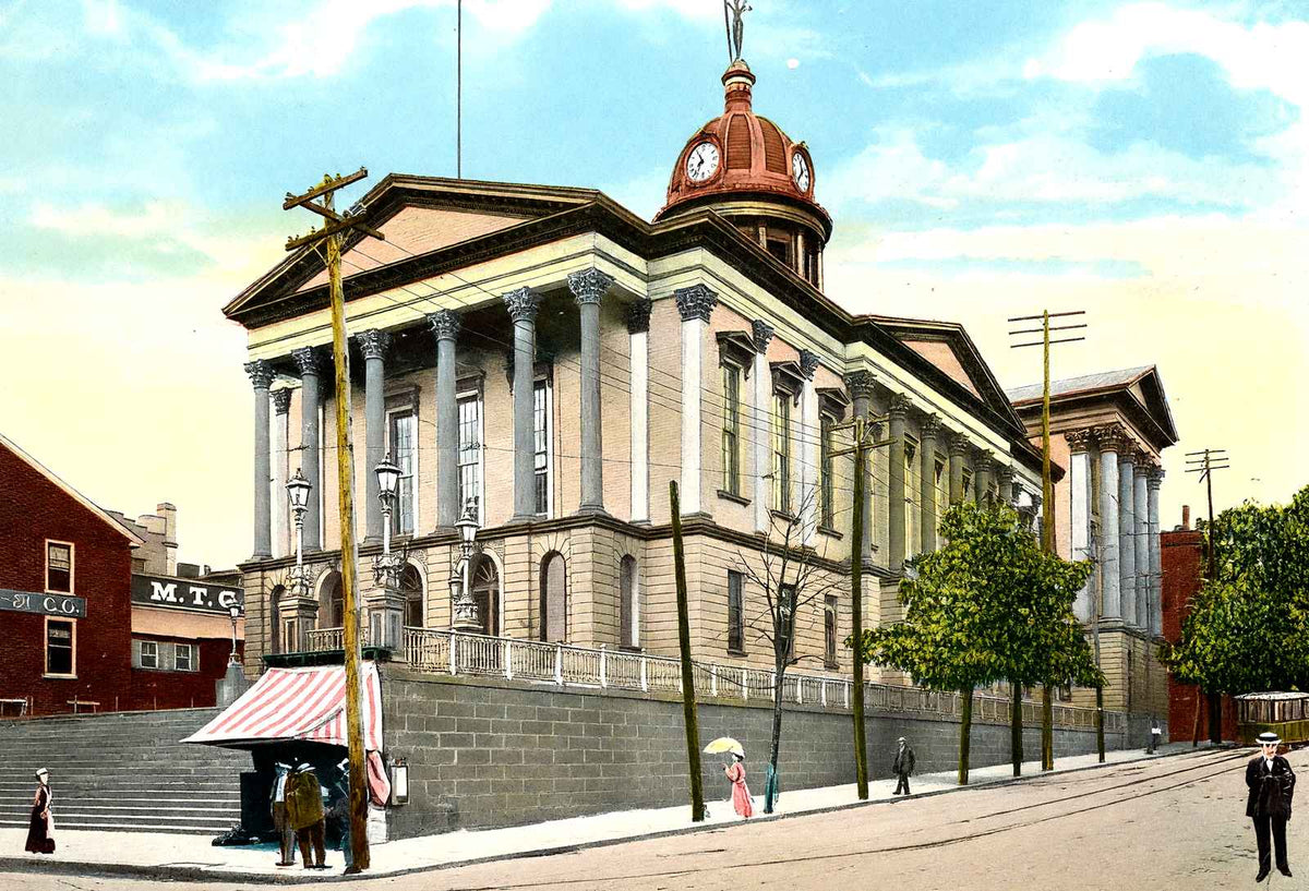 Court House, Lancaster PA in 1907 vintage print