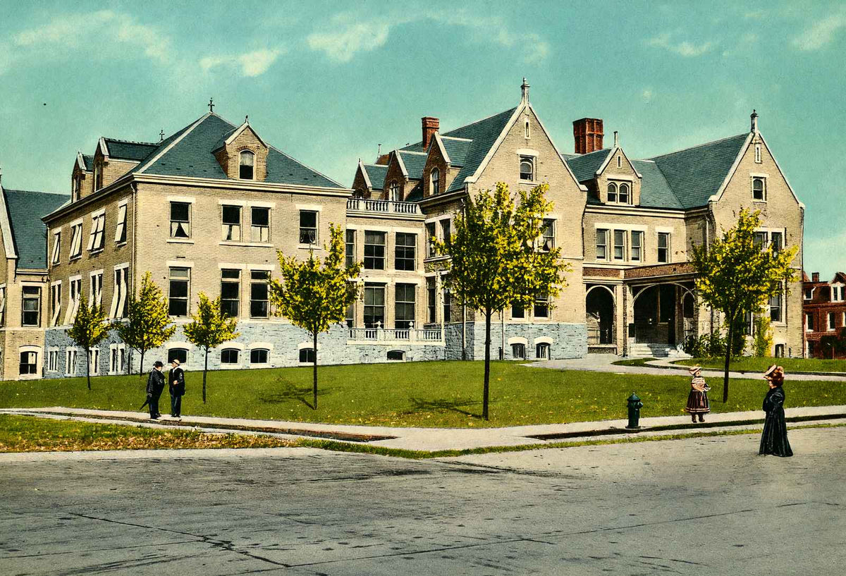 Allentown Hospital, PA in 1907 vintage print
