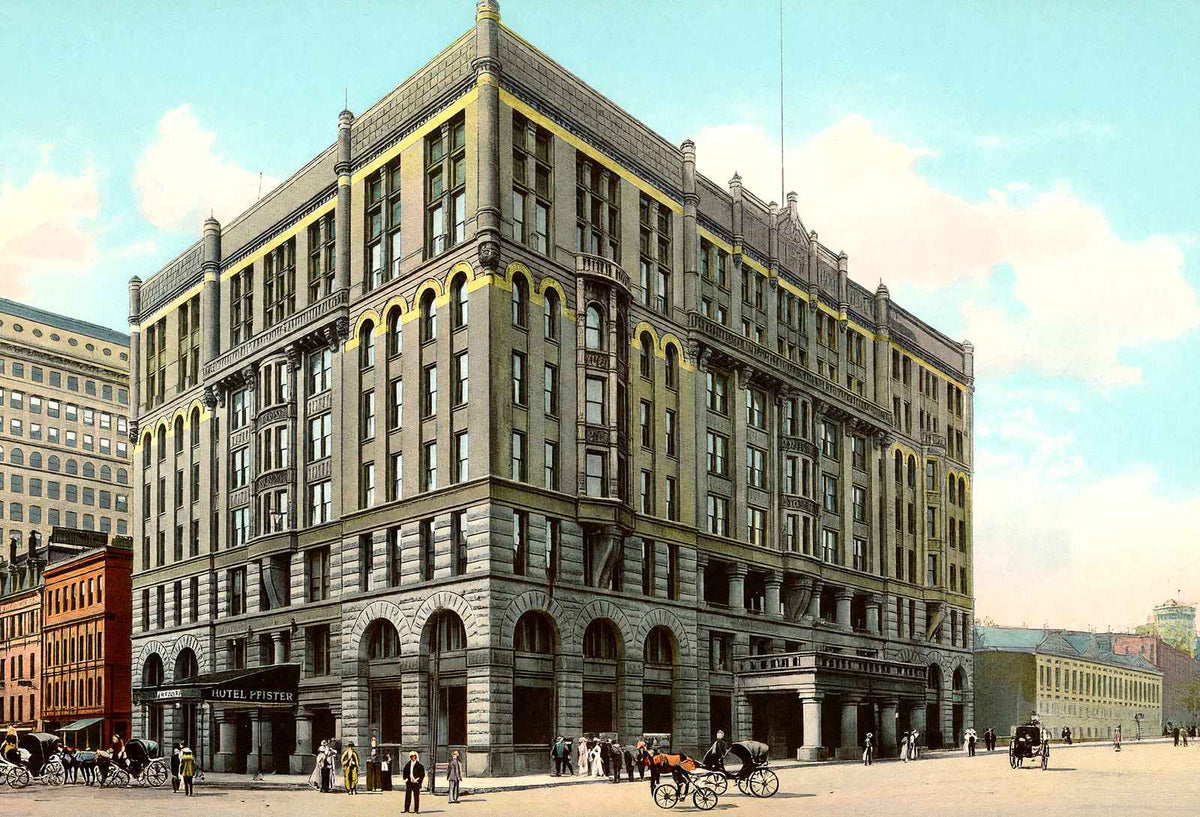 Hotel Pfister, Milwaukee, WI in 1905 vintage print