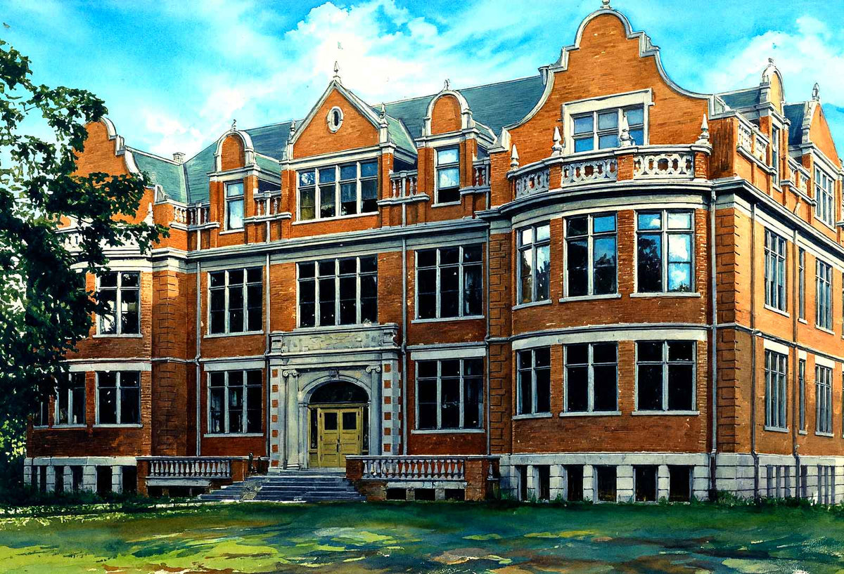 Stephenson Science Hall, Appleton, WI in 1905 painting