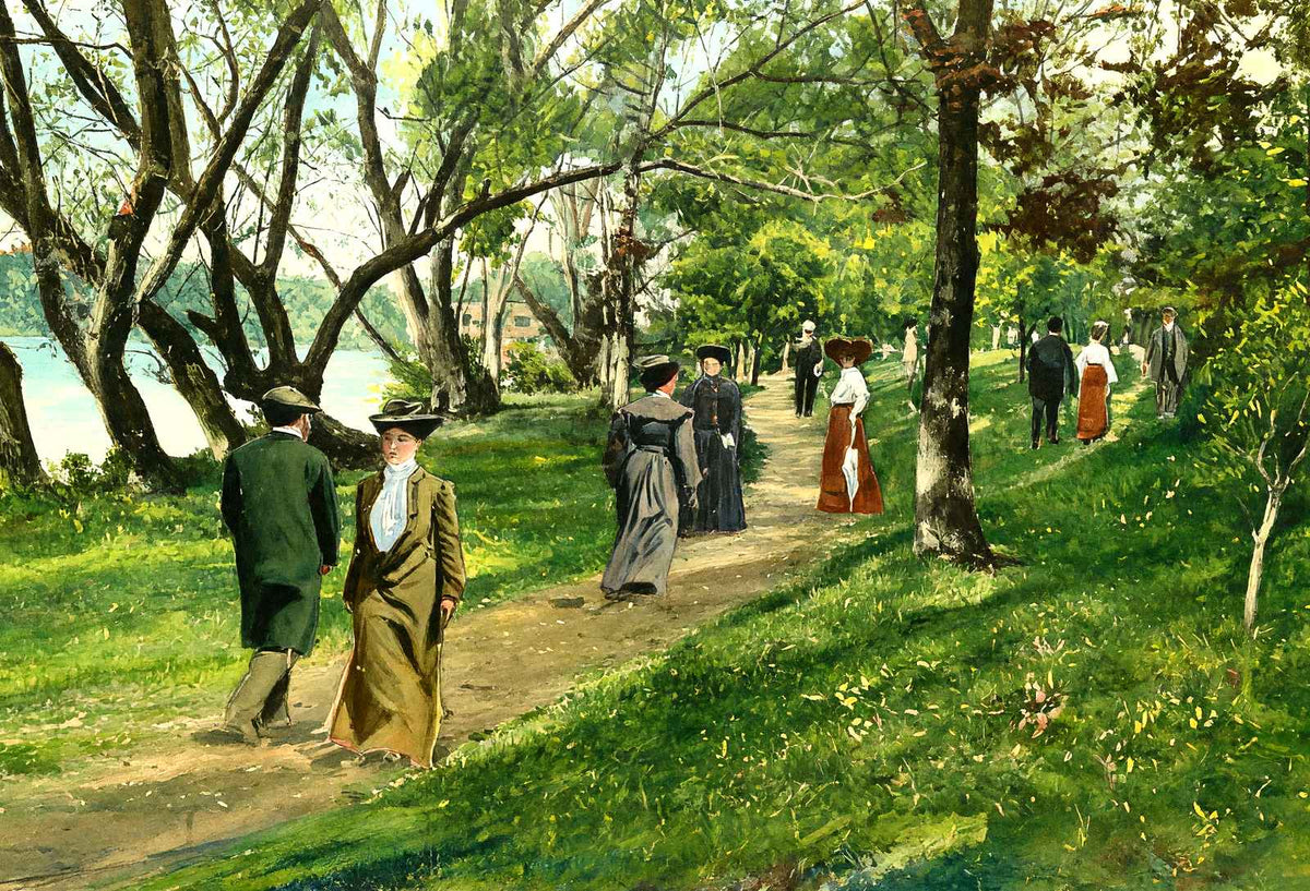Path by the Lake, Lakewood, NJ in 1905 painting