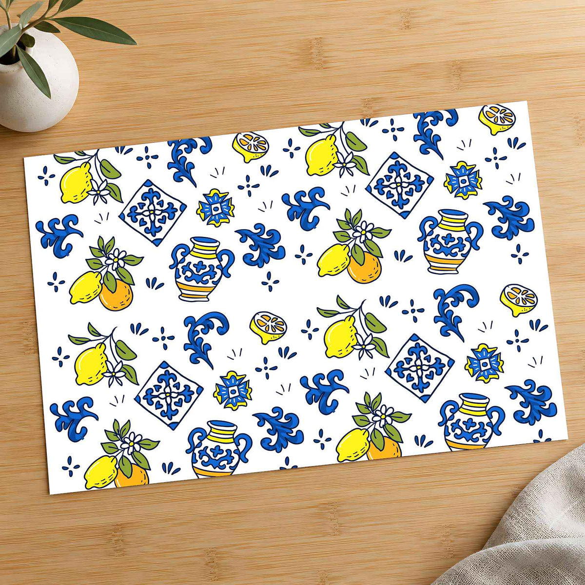 Mediterranean Pattern: Lemons, Oranges, Vases by Ian Mikraz Art Print Wall Decor